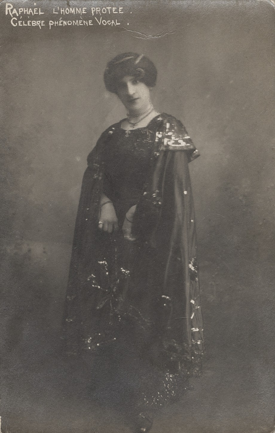 c. 1910's Raphael Célèbre Phénomène Vocal RPPC EARLY DRAG QUEEN
