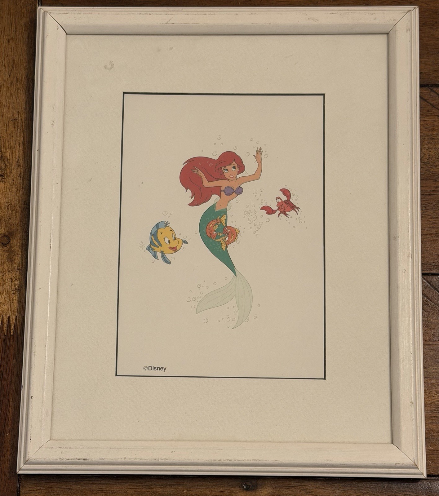 Vintage Disney Little Mermaid Framed Ariel 9x11