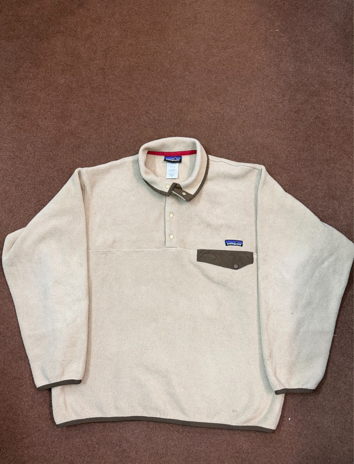 Vintage Patagonia Synchilla Snap-T Fleece Pullover Beige Men\'s M 90s