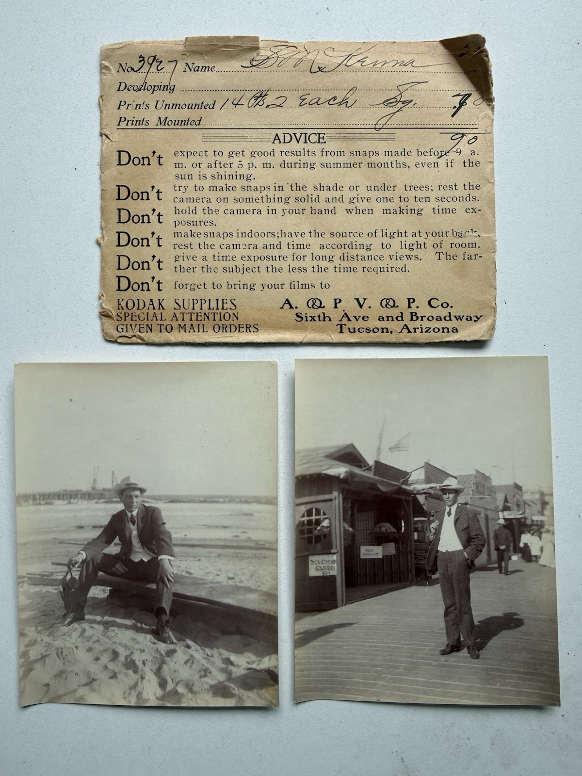 c1910s Long Beach CA Boardwalk Antique Photos Kodak Tucson Arizona