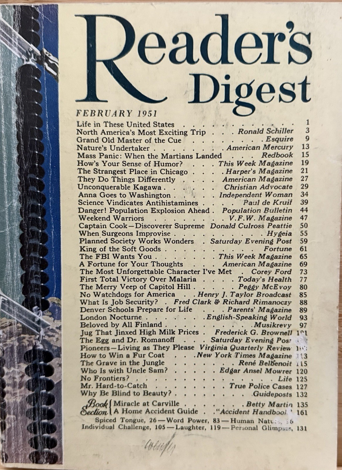 1951 February READER\'S DIGEST MAGAZINE Vintage Classic History Short Fun Stories