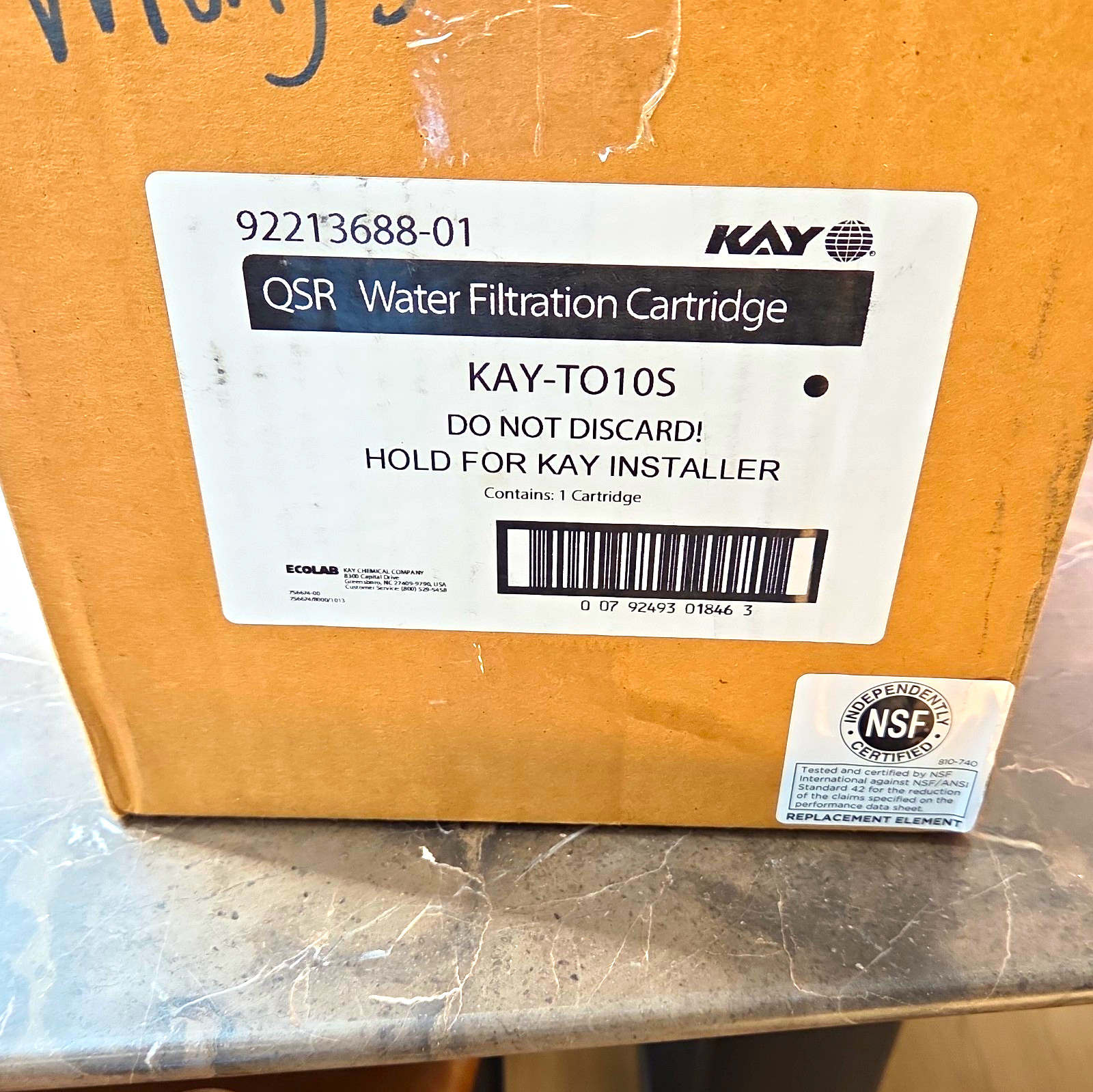 Ecolab QSR Water Filtration Cartridge KAY-T010S 92213688-01 Particulate
