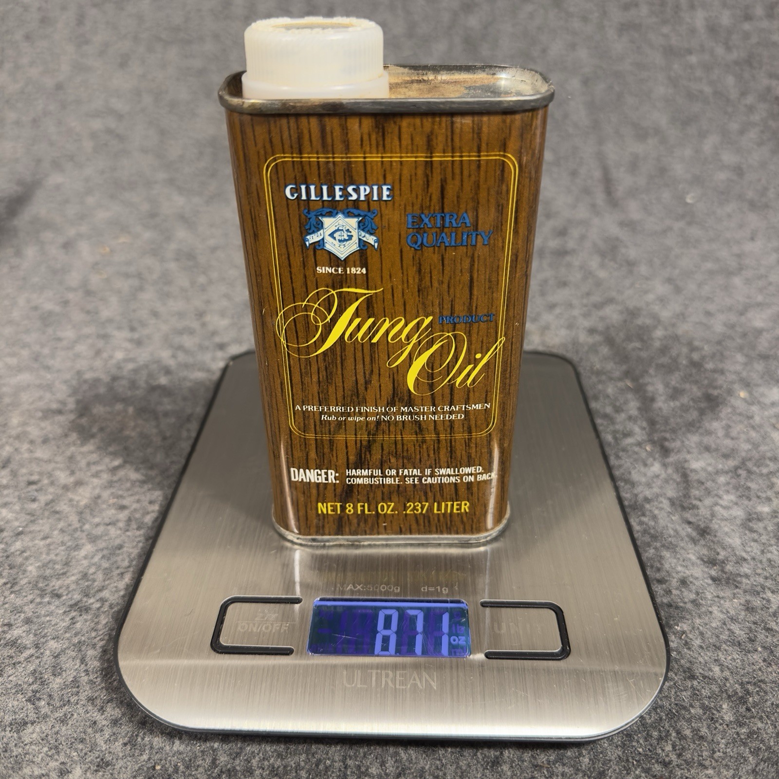 Vintage Gillespie Tung Oil Finish 8 Fl Oz Low Gloss Protective Wood Sealer Vintage Gillespie Tung Oil Finish 8 Fl Oz Low Gloss Protective Wood Sealer
