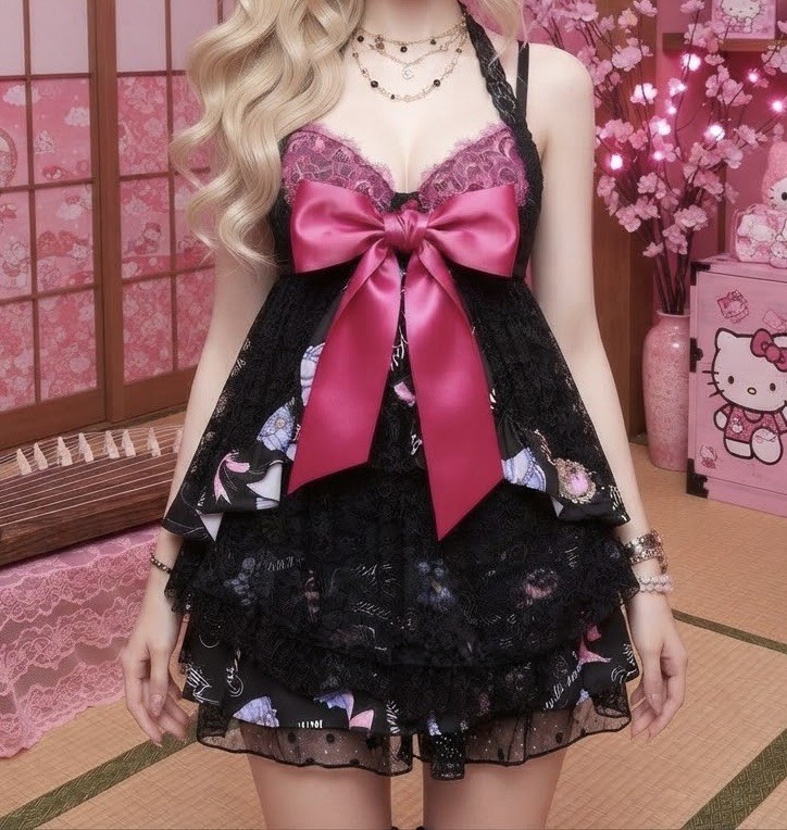 Gyaru Top with Bow Japanese Fashion Women\'s Size L Romwe J Pop Collection