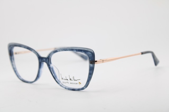NEW NICOLE MILLER GRACE BAY C01 BLUE GOLD MARBLE AUTHENTIC EYEGLASSES 54-16