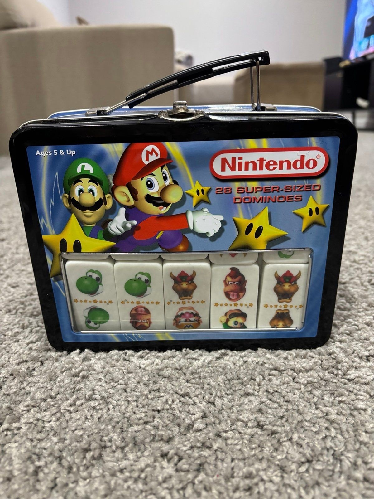 Vintage Nintendo Super Mario 28 Super-Sized Dominoes Tin Case Mario Luigi Yoshi Vintage Nintendo Super Mario 28 Super-Sized Dominoes Tin Case Mario Luigi Yoshi