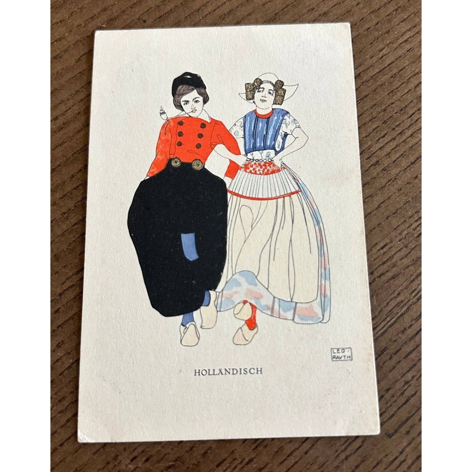 Vintage Hollandisch Dutch Folk Costume Postcard Leo Ravth GTL Printed in Germany Vintage Hollandisch Dutch Folk Costume Postcard Leo Ravth GTL Printed in Germany