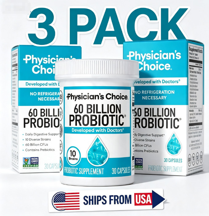 3pc Physician\'s Choice Probiotics 60 Billion CFU10 Strains+Organic Prebiotics