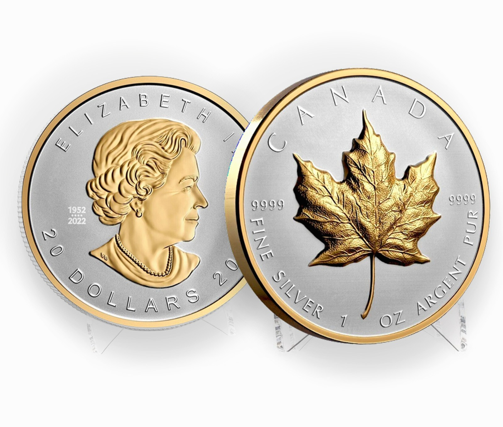 2023 Canada $20 Ultra High Relief Maple Leaf 1oz .9999 Silver Gold Reverse Proof