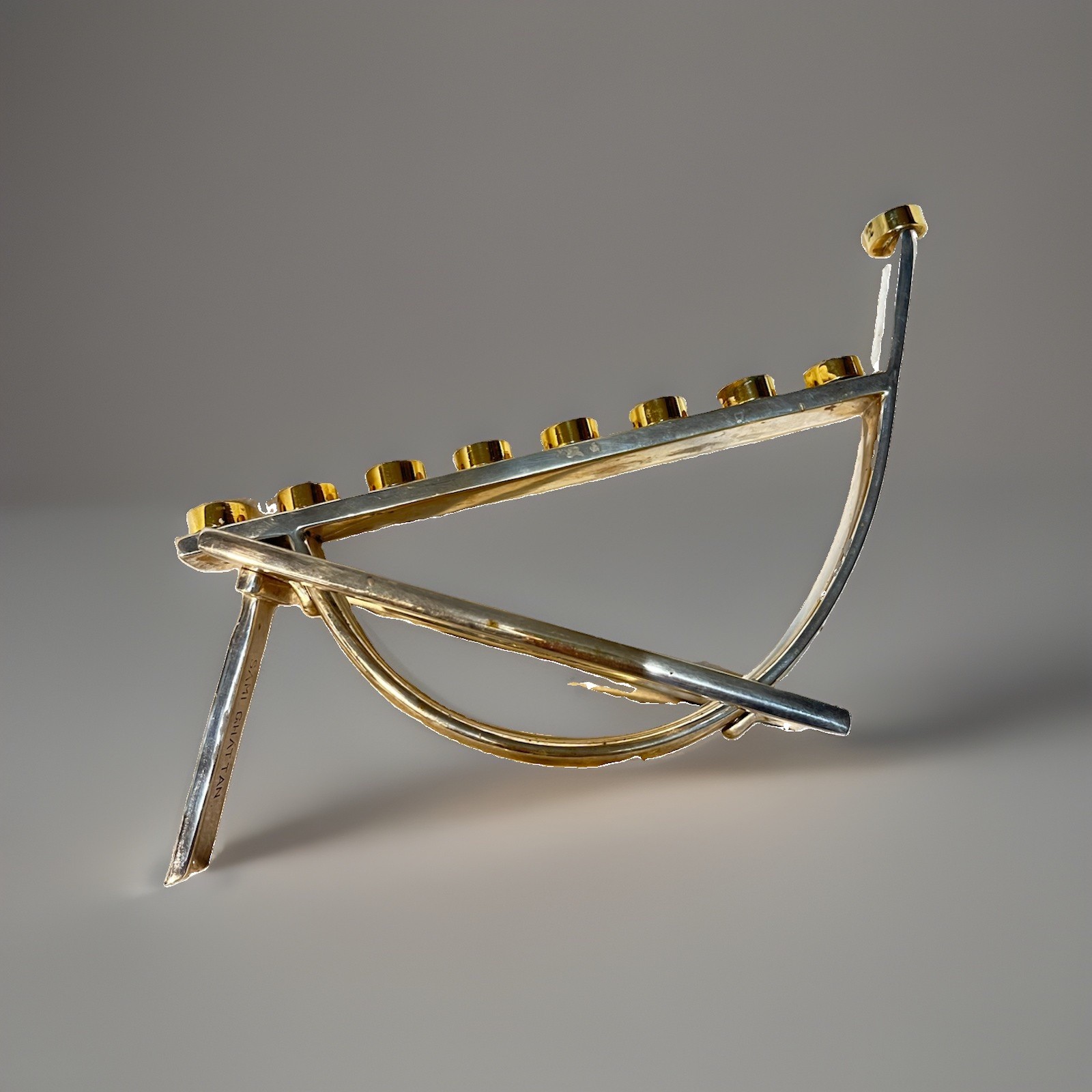 Sami Ghattan Modernist Metal Hanukkah Menorah Judaica Jewish Gold Silver Sami Ghattan Modernist Metal Hanukkah Menorah Judaica Jewish Gold Silver