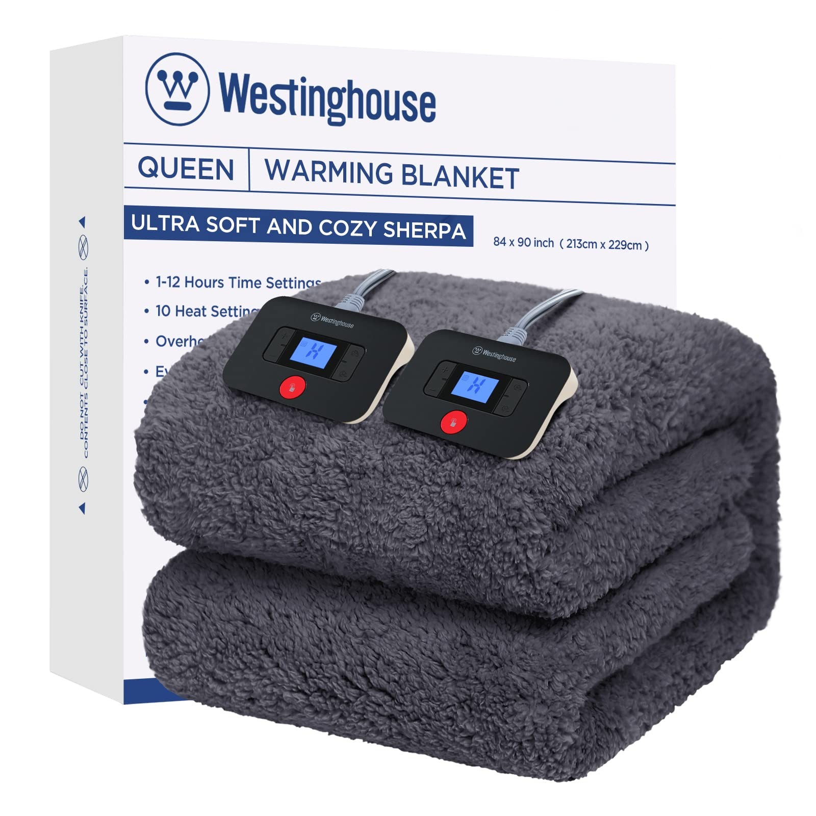 Westinghouse Electric Blanket with 10 Heat Settings, Auto-Off, Queen, 84\