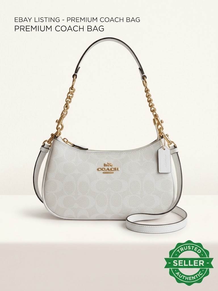 NEW COACH Teri 2Way Shoulder Bag Signature Coated Canvas White outlet CA548