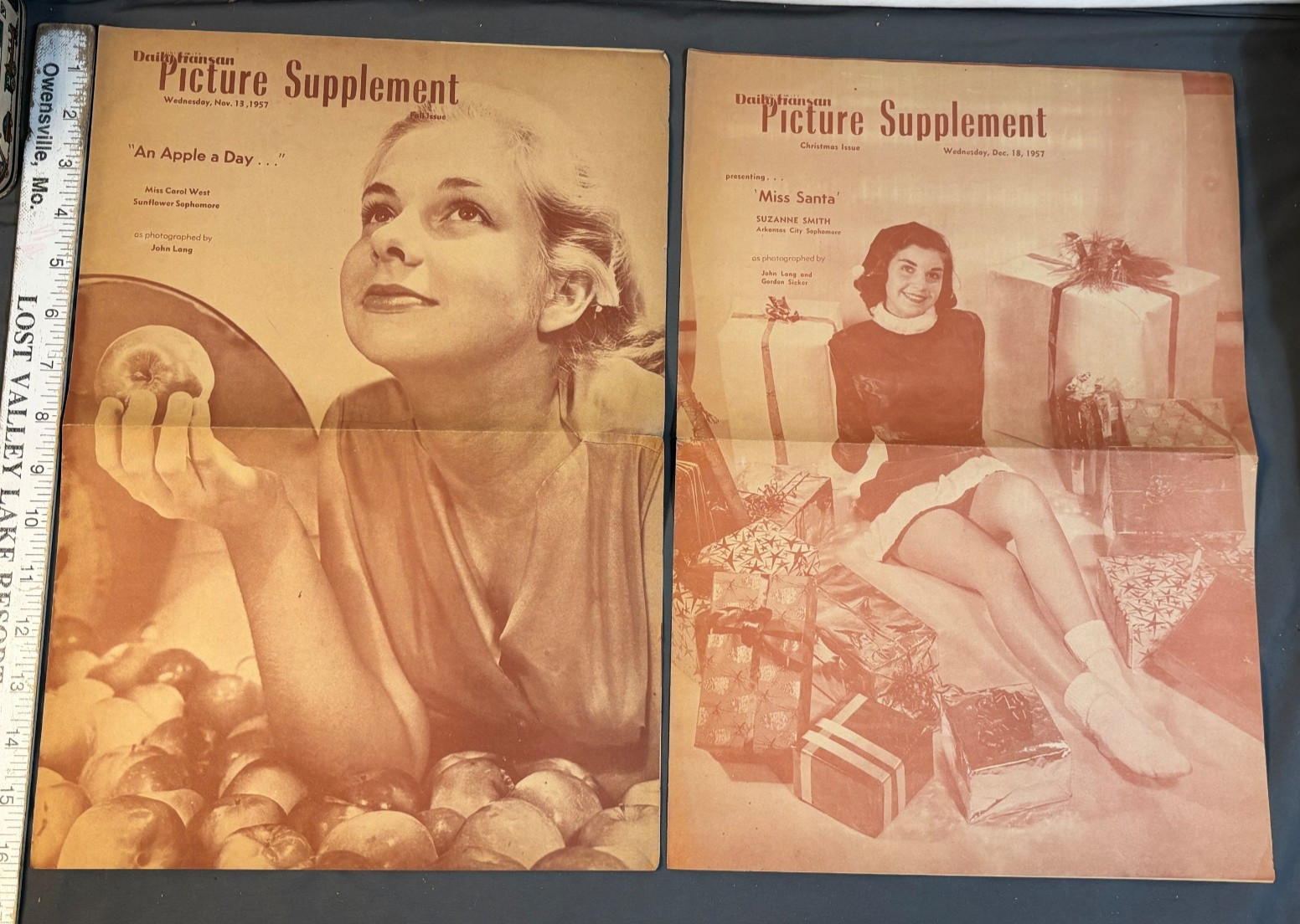 Lot 2 vtg 1957 DAILY KANSAN KU Kansas University PICTURE SUPPLEMENT Fall Xmas