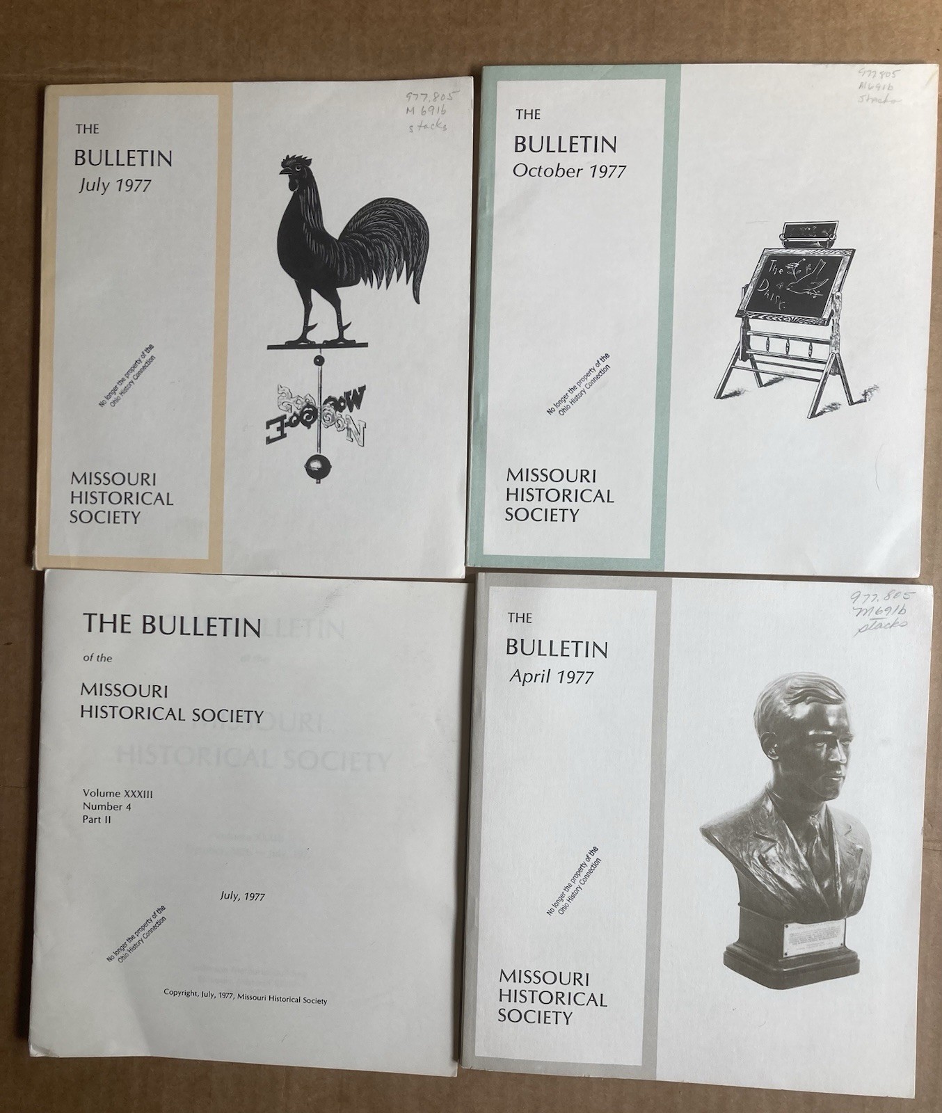 Lot Of 4 The Bulletin Missouri Historical Society April July Oct 1977 & Part II Lot Of 4 The Bulletin Missouri Historical Society April July Oct 1977 & Part II