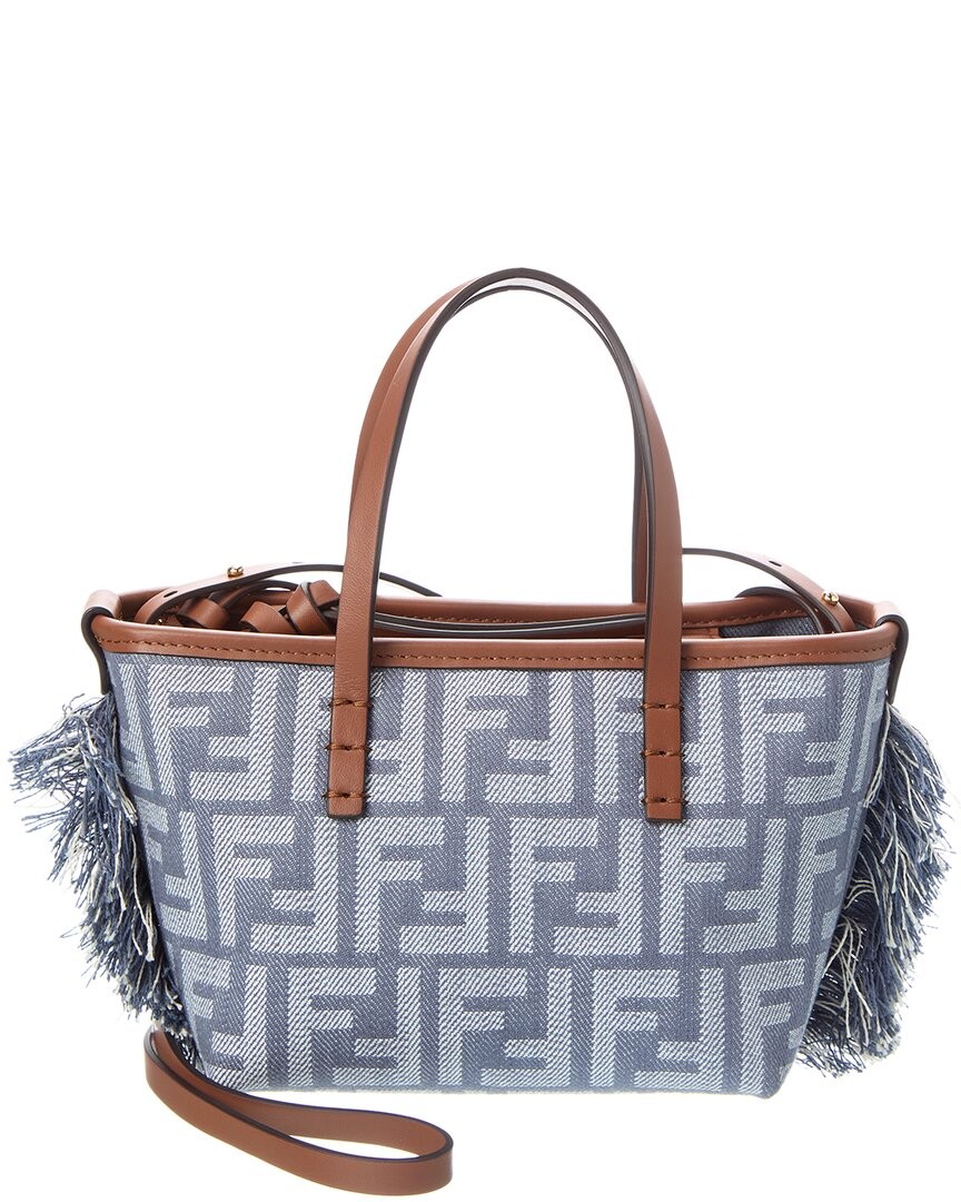 Fendi Roll Mini Ff Denim & Leather Tote Women\'s Blue