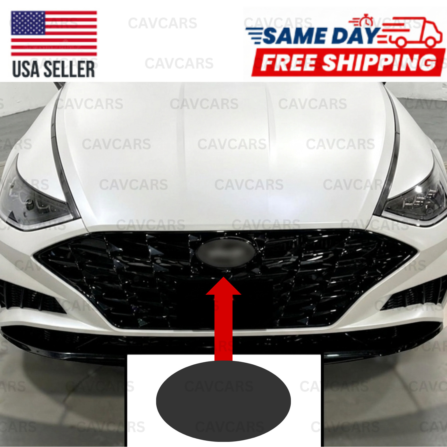 FOR 2019-2023 HYUNDAI SONATA FRONT EMBLEM SMOKE PRECUT VINYL TINT OVERLAY DECAL