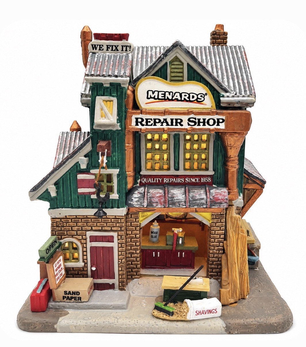 Lemax 2013 Menards Repair Shop Lighted Christmas Village Building