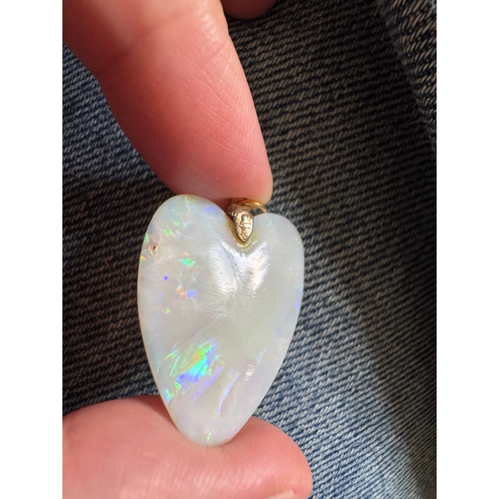 Natural White Opal Heart‑Shaped Pendant