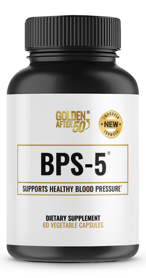 Golden After 50\'s BPS-5 formula supports healthy blood pressure. 1 Month Supply.