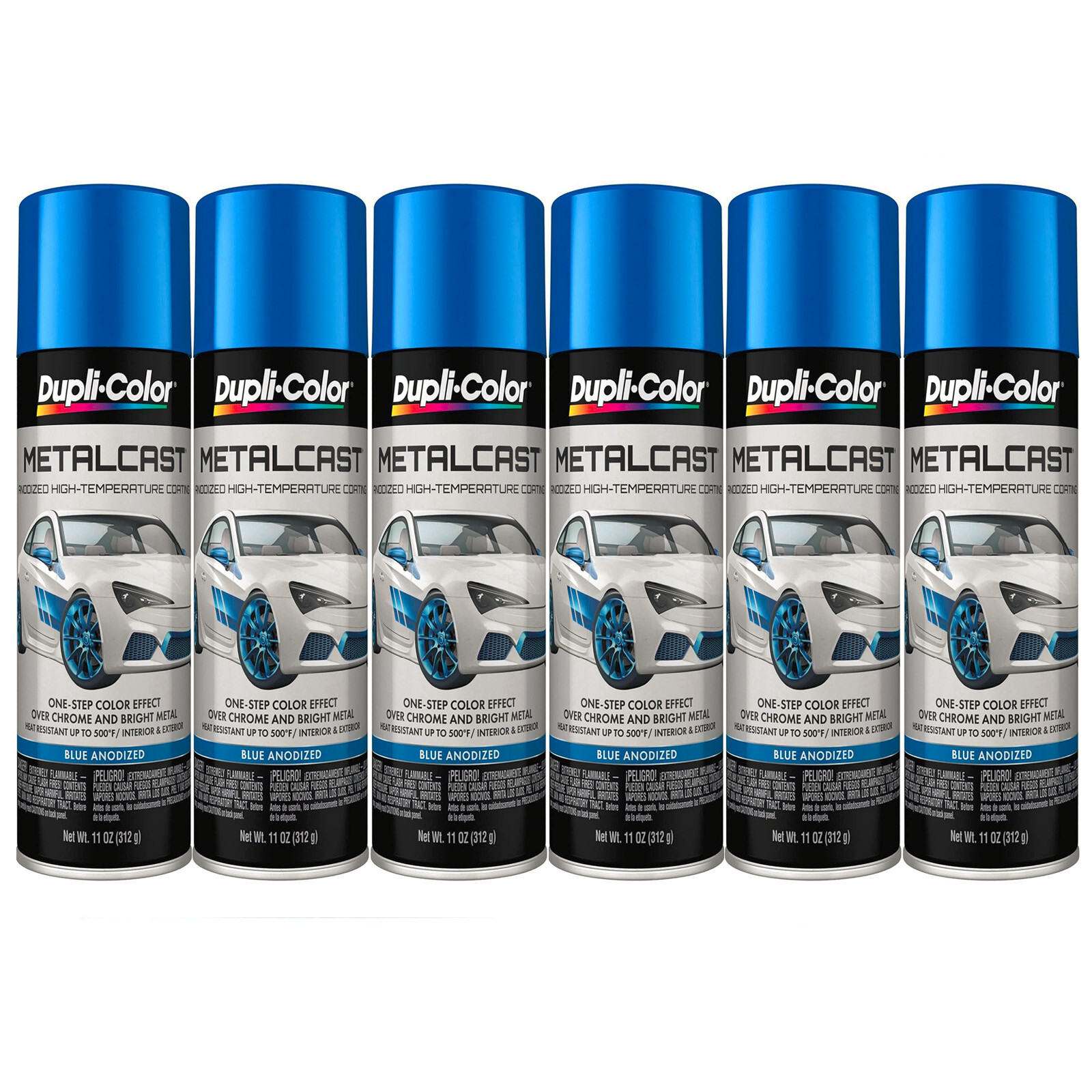 Duplicolor MC201 Metalcast Blue Anodized Automotive 11Oz Aerosol Spray 6 Pack