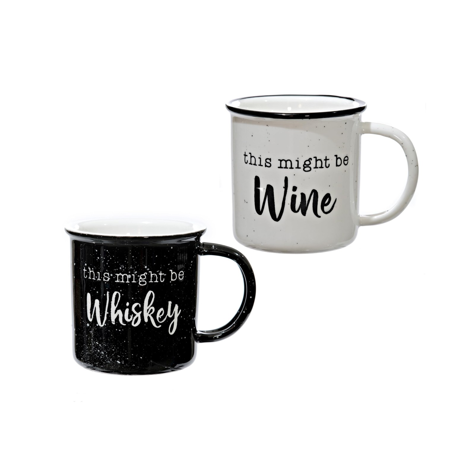 MAINEVENT This Might Be Whiskey This Might Be Wine Mugs Set of 2, Couples Cof...