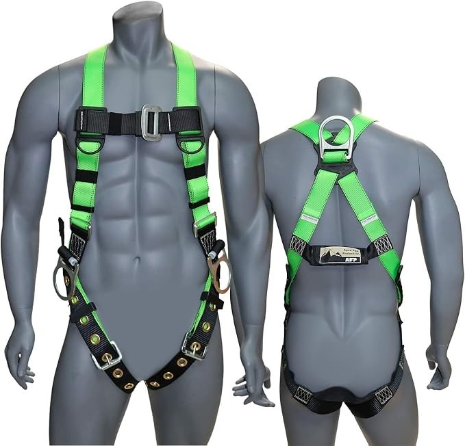 AFP Universal Full-Body Fall Protection Safety Harness w/ 3 D-Rings and Tongu...