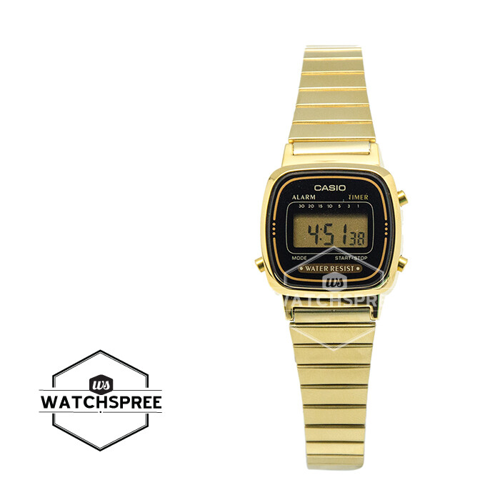 Casio Ladies Standard Digital Gold Tone Stainless Steel Band Watch LA670WGA-1D