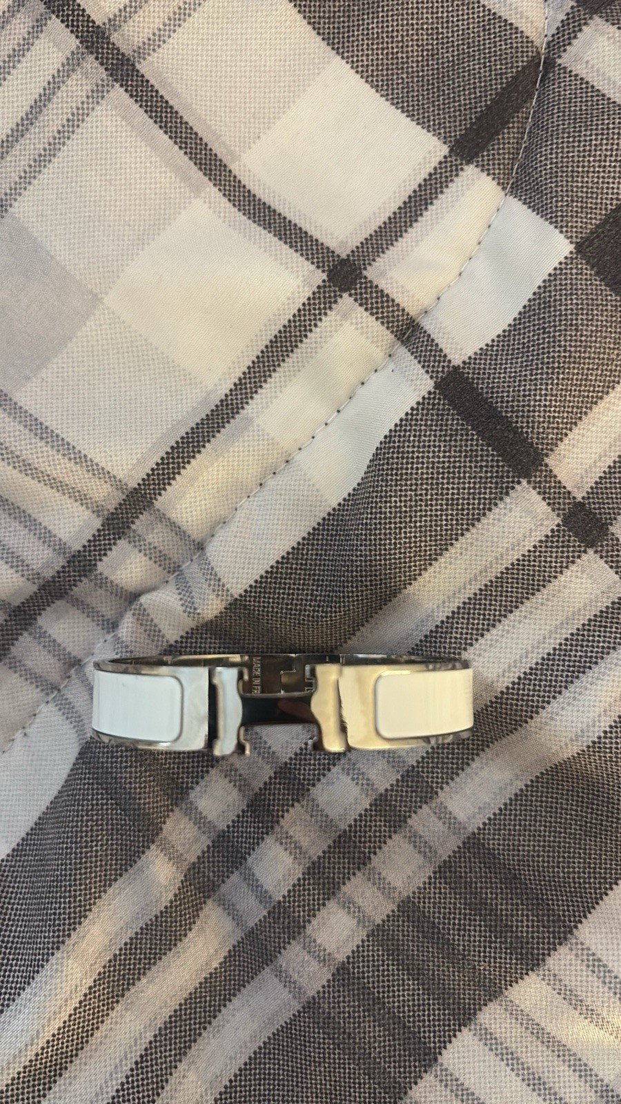 Hermès Clic H silver white enamel bracelet pre owned no box in great condition 