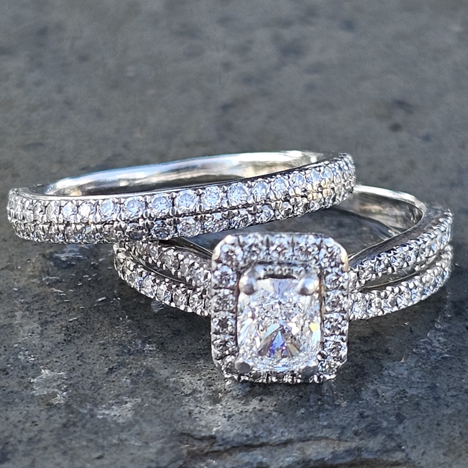 Vera Wang Love Engagement Ring Set & wedding Band GIA .60 D VS1 Center Sz 6
