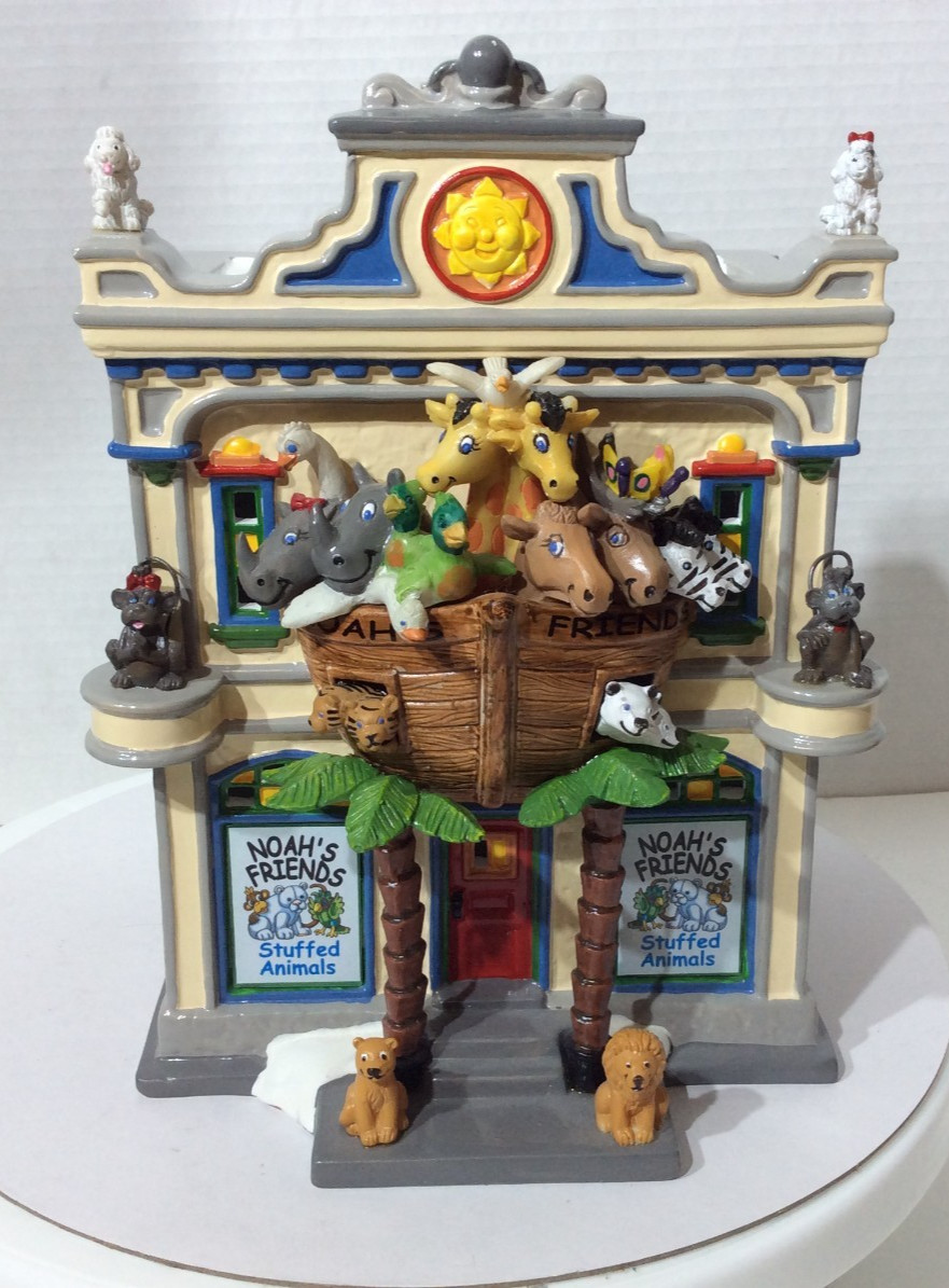 Dept 56 Hand Painted Electric Snow Village Noah's Stuffed Animals Shop Dept 56 Hand Painted Electric Snow Village Noah's Stuffed Animals Shop