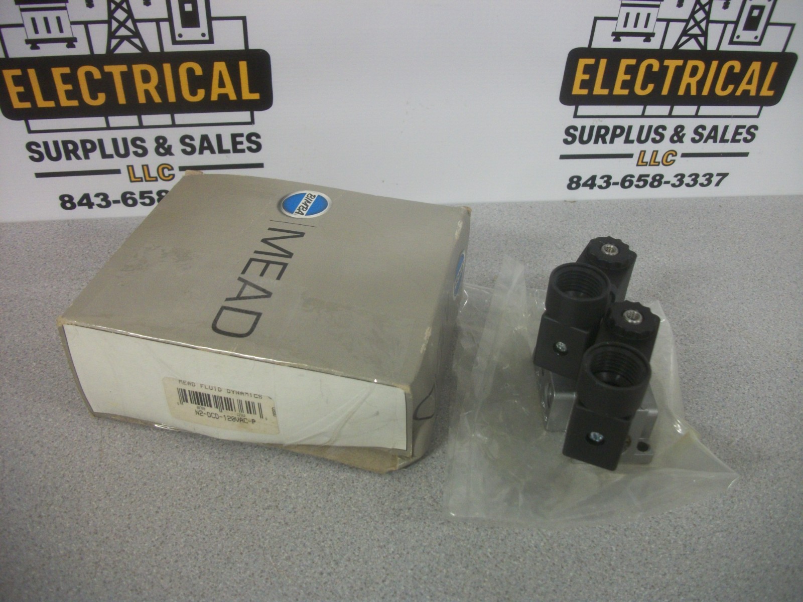 BIMBA-MEAD PNEUMATIC 5-PORT 2-POS DOUBLE SOLENOID VALVE N2-DCD-120VAC-P NIB