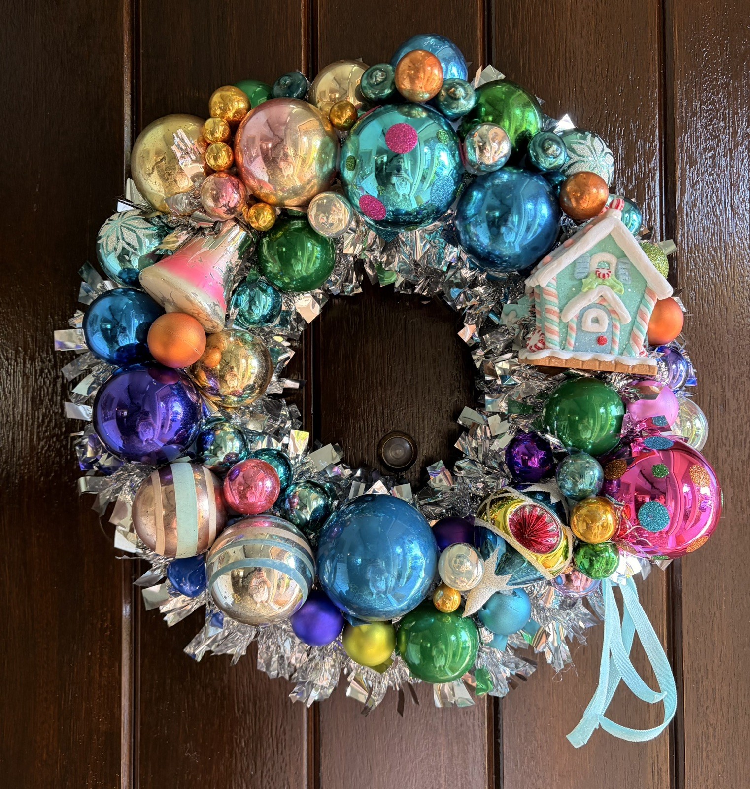 12” Kitschy Retro Inspired Vintage Holiday Ornament Wreath 