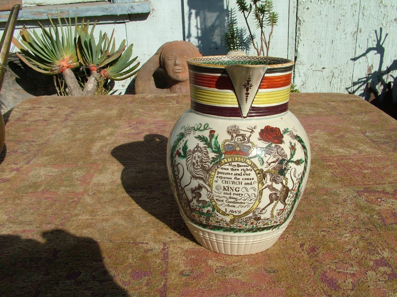 ANTIQUE 19THc. HISTORICAL STAFFORDSHIRE PEARLWARE JUG ANTIQUE 19THc. HISTORICAL STAFFORDSHIRE PEARLWARE JUG