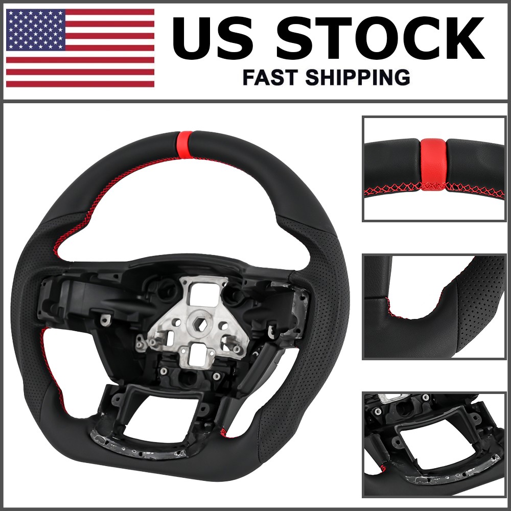 Full Premium Perforated Leather Steering Wheel For 2015-20 Ford F150 Flat Bottom Full Premium Perforated Leather Steering Wheel For 2015-20 Ford F150 Flat Bottom