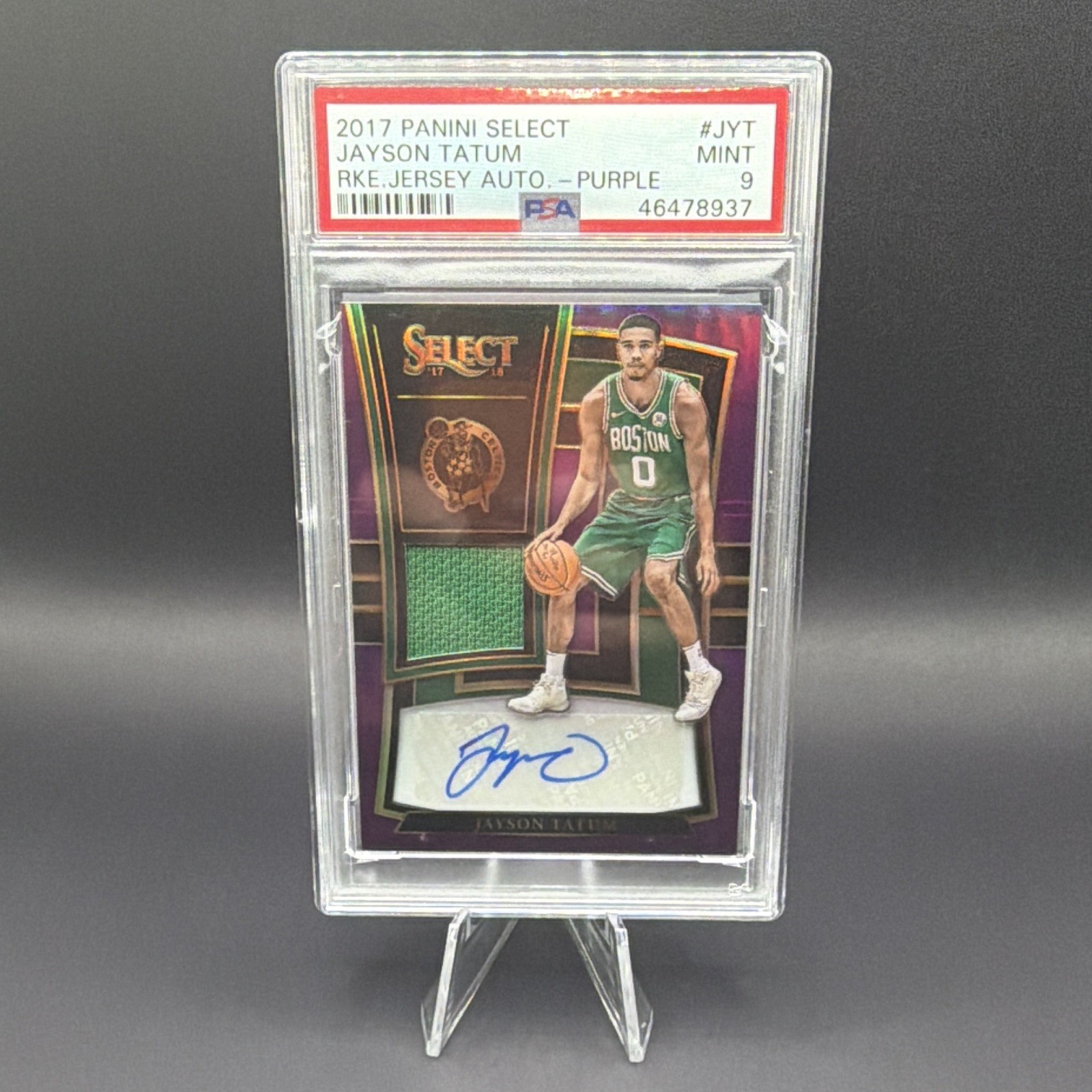 2017-18 Panini Select Jayson Tatum Celtics RJA-JYT Purple /99 Auto PSA 9 2017-18 Panini Select Jayson Tatum Celtics RJA-JYT Purple /99 Auto PSA 9