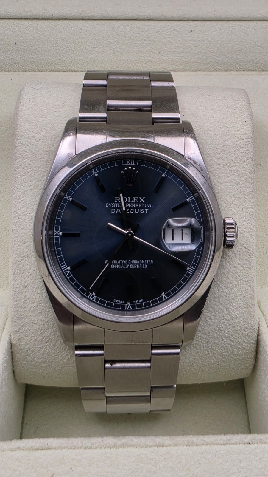 Rolex Datejust 16200 Blue Dial Steel Bracelet Automatic Smooth Bezel Box Papers Rolex Datejust 16200 Blue Dial Steel Bracelet Automatic Smooth Bezel Box Papers