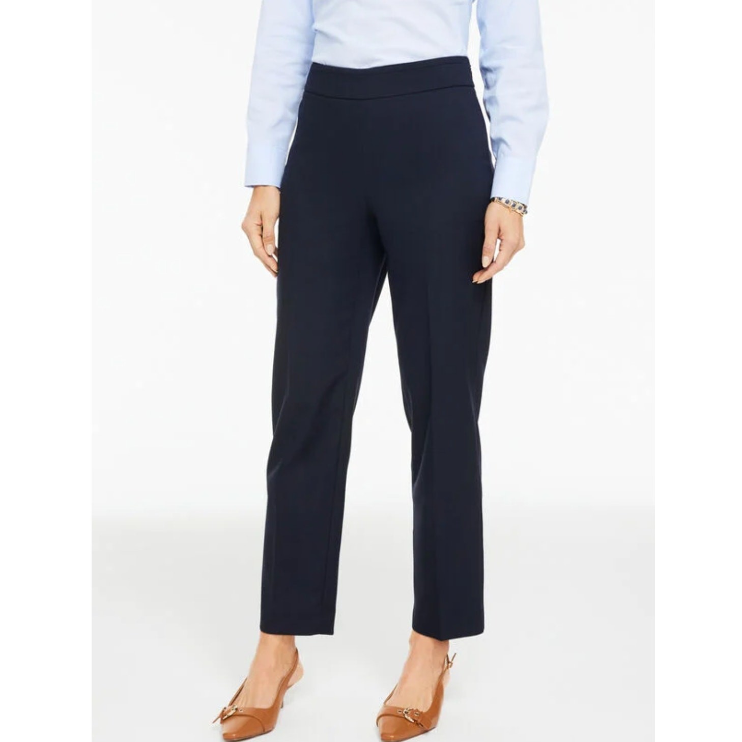 Talbots RSVP Womens 16 Navy Blue Flat Front Ankle Pants Career Chic NWT