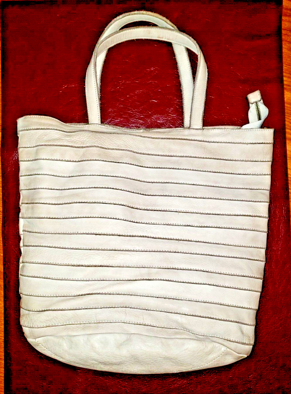 NWT Sundance Italian Leather Seamed Shoulder Bag Gray