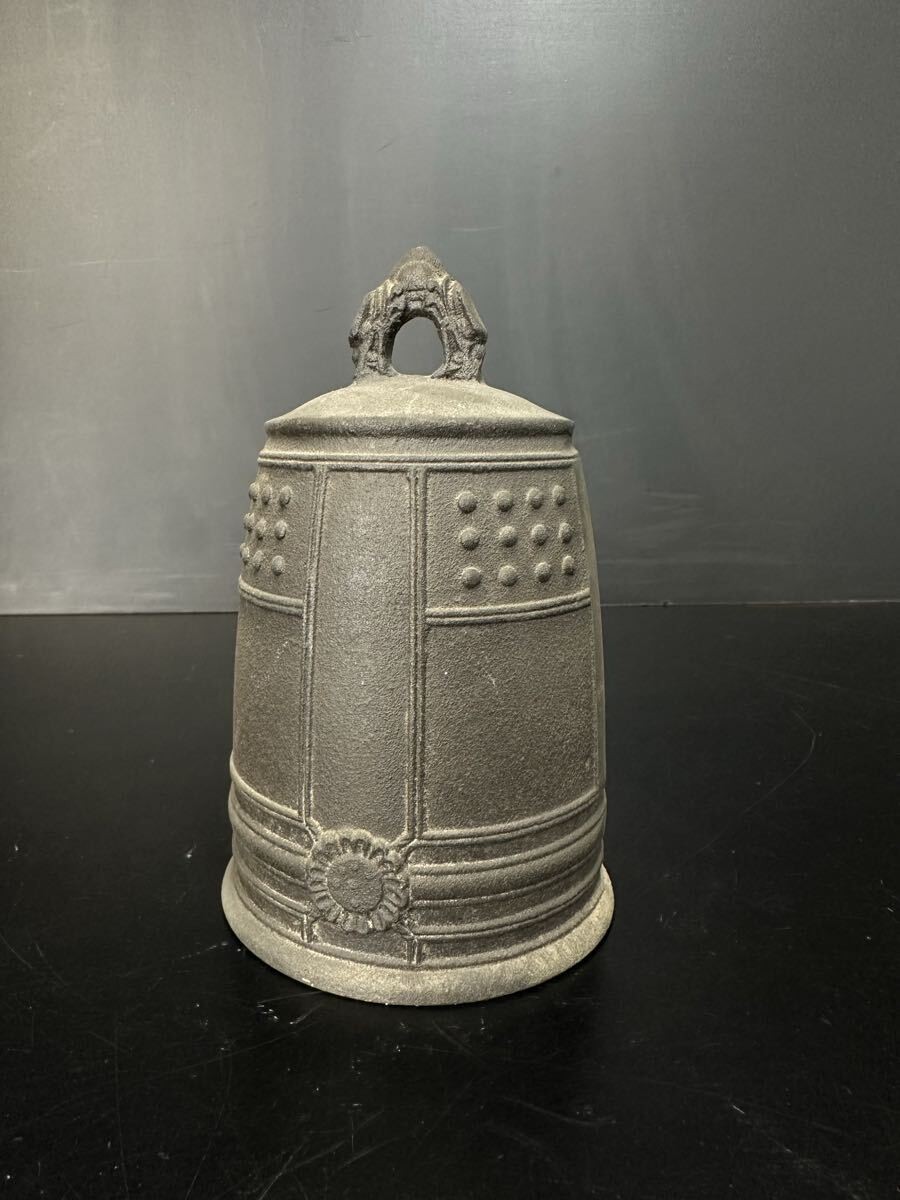 Japanese Antique Bronze Temple Bell Buddhist Bonsho Traditional H16cm 040