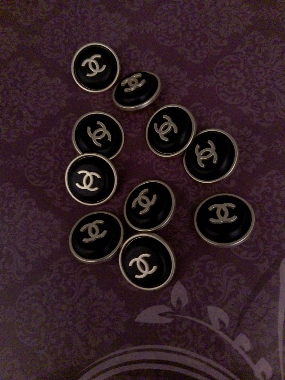 Lot Of ten 22Mm StampedDesigner  Vintage Button Gold ToneChanel 10 BUTTONS