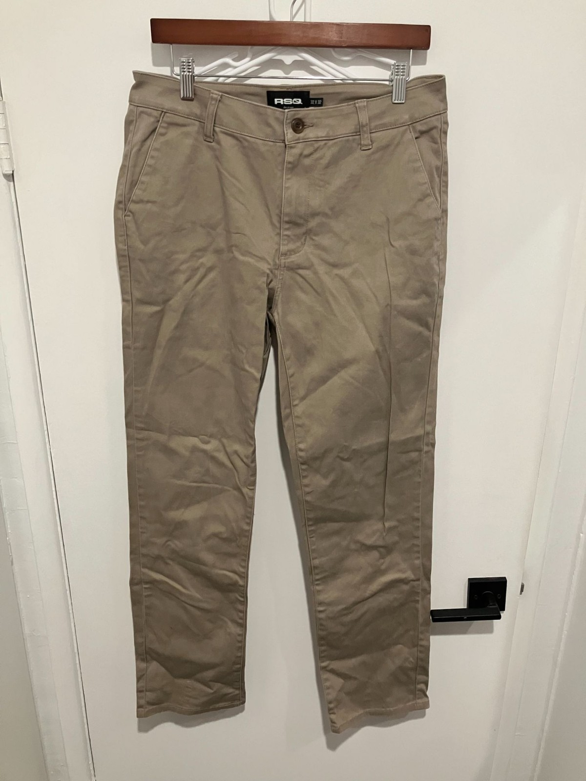 RSQ Men\'s Flat Front Chino Pants Tan Slim Straight Leg Size 32x32