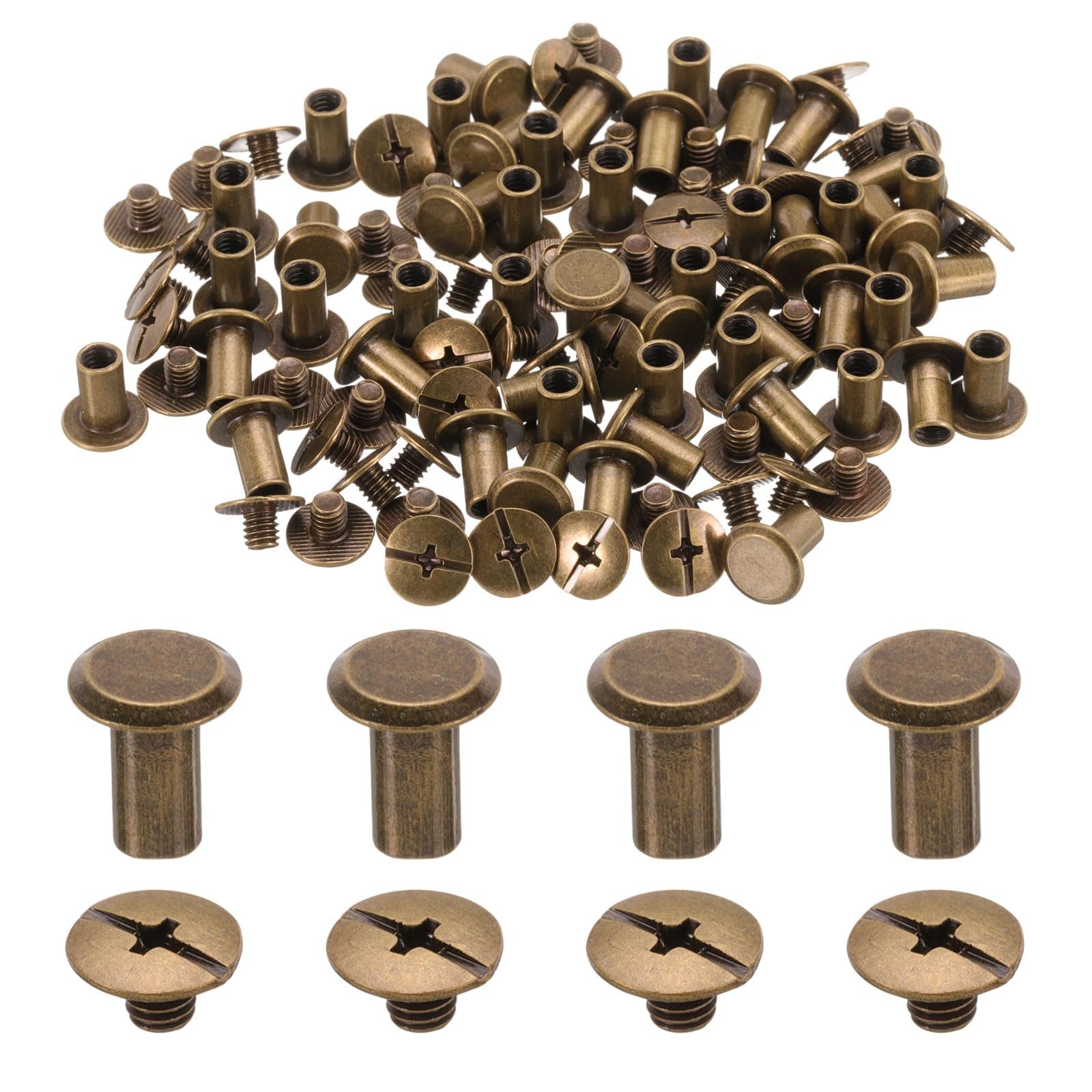 uxcell 50set M5 x 9mm Chicago Screw Metal Phillips Head x 9mm, Bronze uxcell 50set M5 x 9mm Chicago Screw Metal Phillips Head x 9mm, Bronze