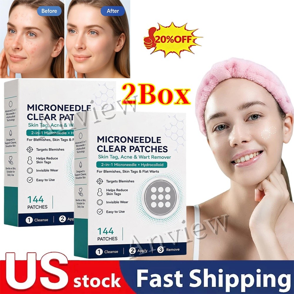 2X Microneedle Clear Patches, 2-in-1 Microneedle Hydrocolloid Patch Blemish Care