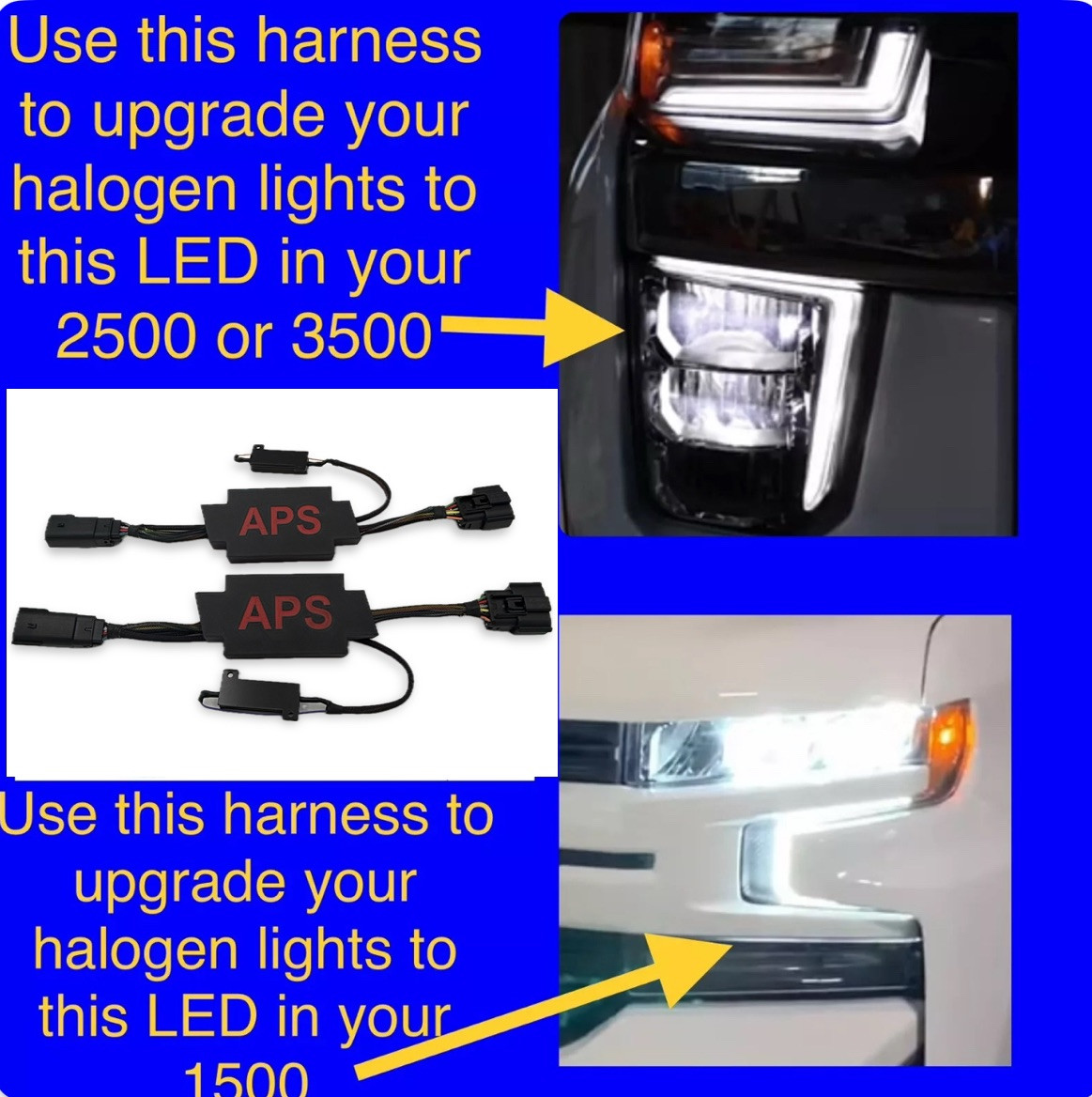 2021 Chevrolet 1500 2500 3500 Headlight Conversion Harness Halogen To LED Pnp