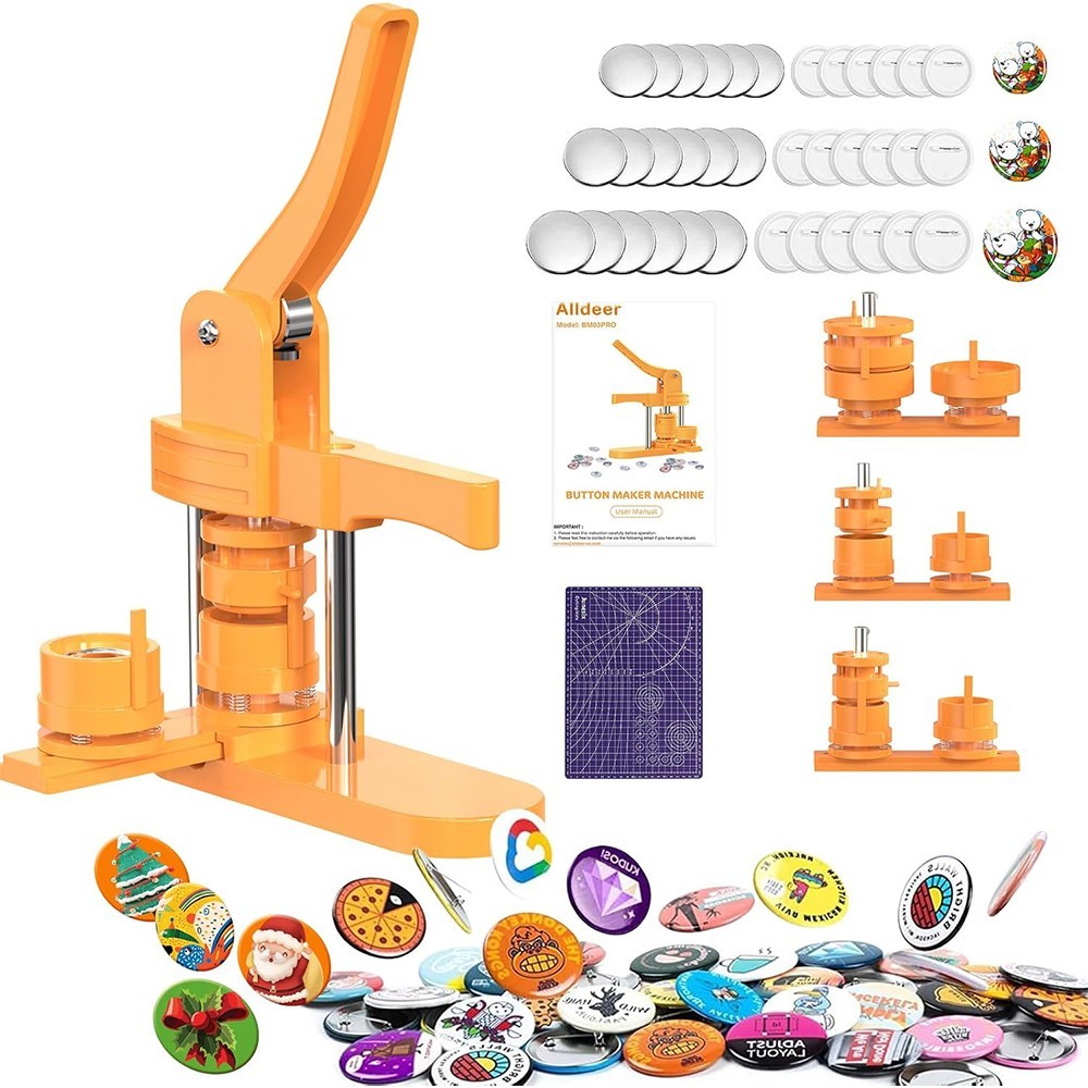 Badges Pin Button Maker Press Machine Kit Multiple Sizes 25+32+44mm 300pcs DIY