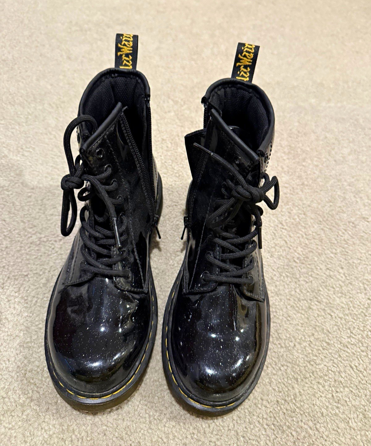 Dr. Martens 1460 Glitter Black Patent Leather Lace-Up Ankle Boots Women US 4 Dr. Martens 1460 Glitter Black Patent Leather Lace-Up Ankle Boots Women US 4