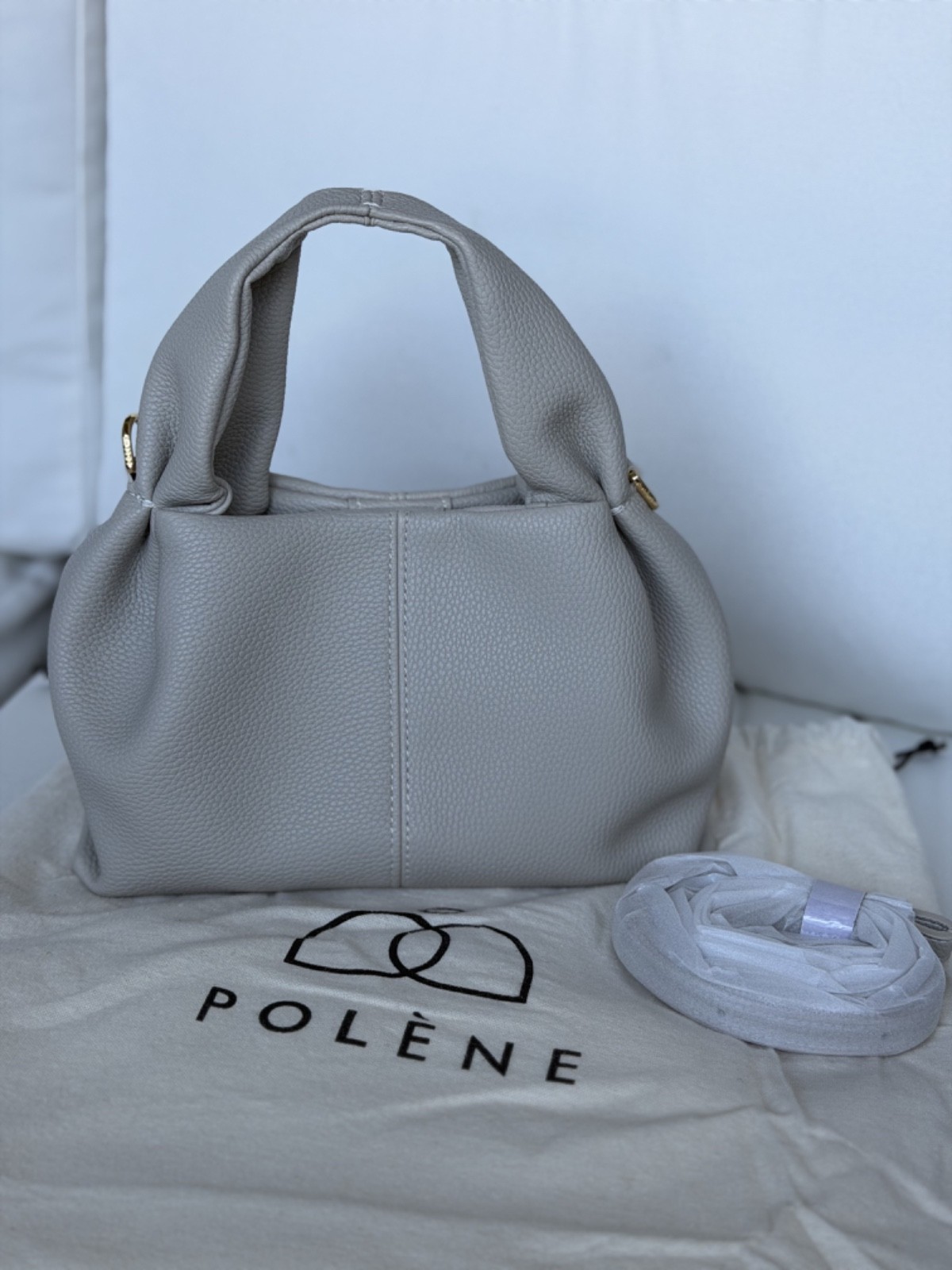 Polène Numéro Neuf Mini Top Handle Bag Detachable Strap Gold