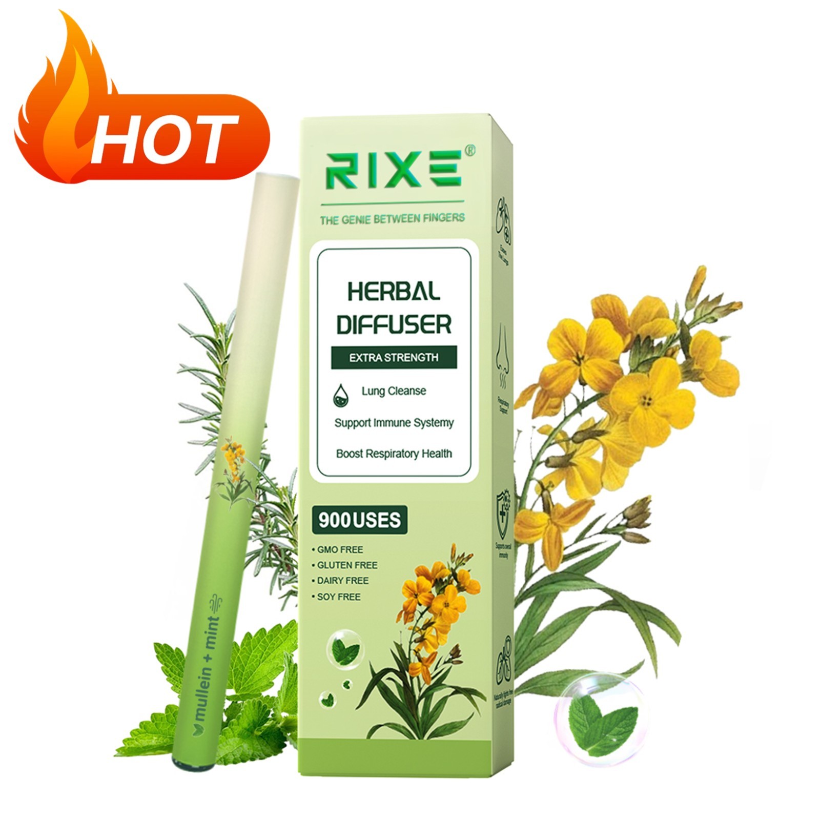 Rixe Herbal Aromatherapy Diffuser pen | Energy, Lung Cleanse, Calm, Natural Oils