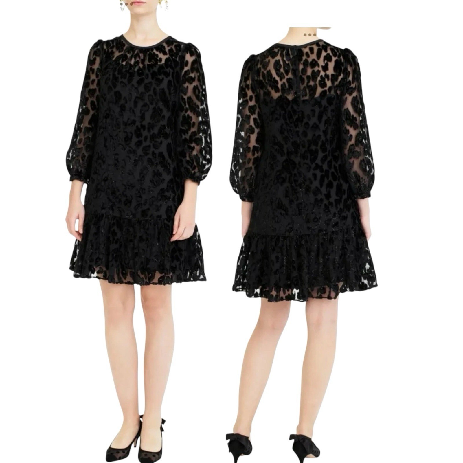 J.Crew Flutter Hem Metallic Thread Burnout Velvet Dress. SZ. 12. J.Crew Flutter Hem Metallic Thread Burnout Velvet Dress. SZ. 12.