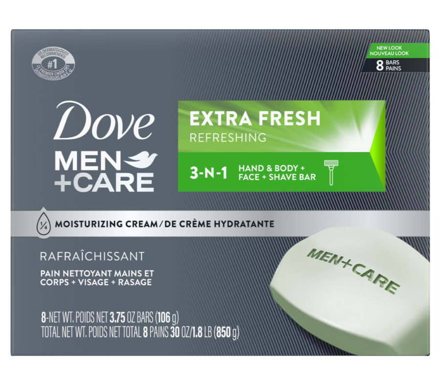 Dove Men+Care 3 in 1 Bar Cleanser for Body, Face, and Shavin